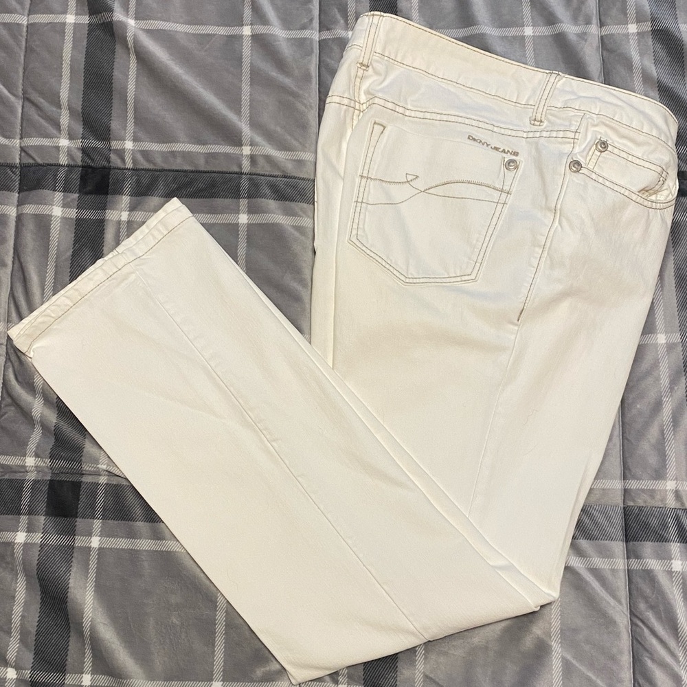 DKNY White Straight Leg Jeans